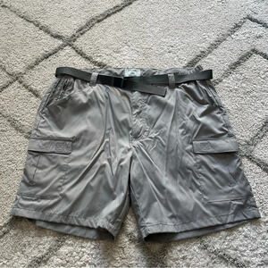 LL Bean cargo shorts gray belted nylon outdoor large